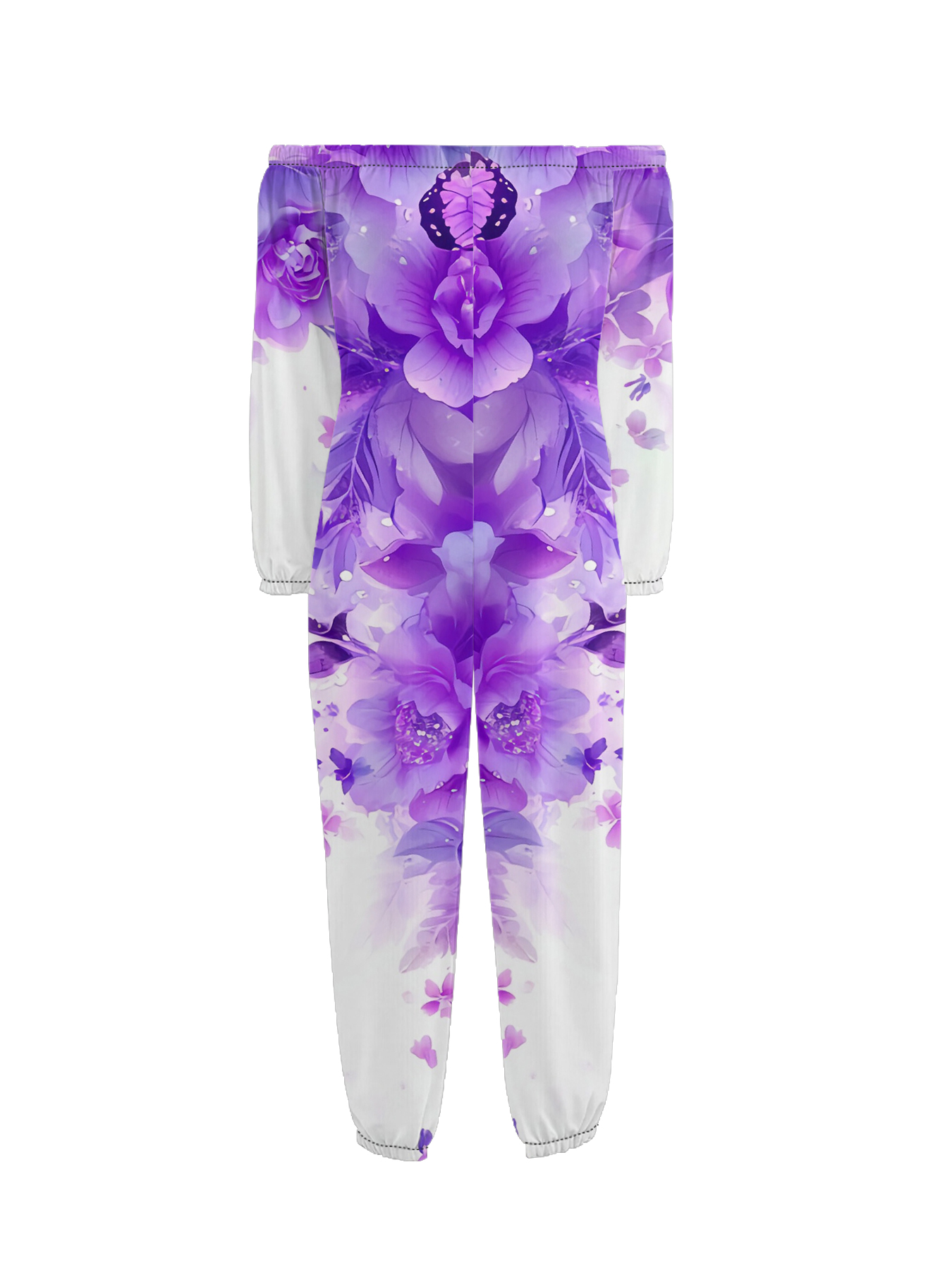 Purple Ombre Floral Off-Shoulder Jumpsuit