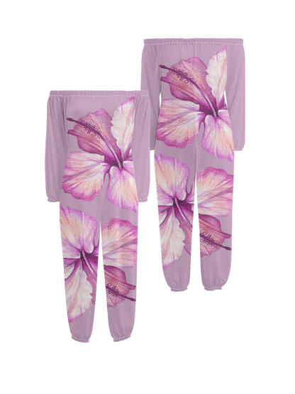 Lavender Hibiscus Off-Shoulder Jumpsuit