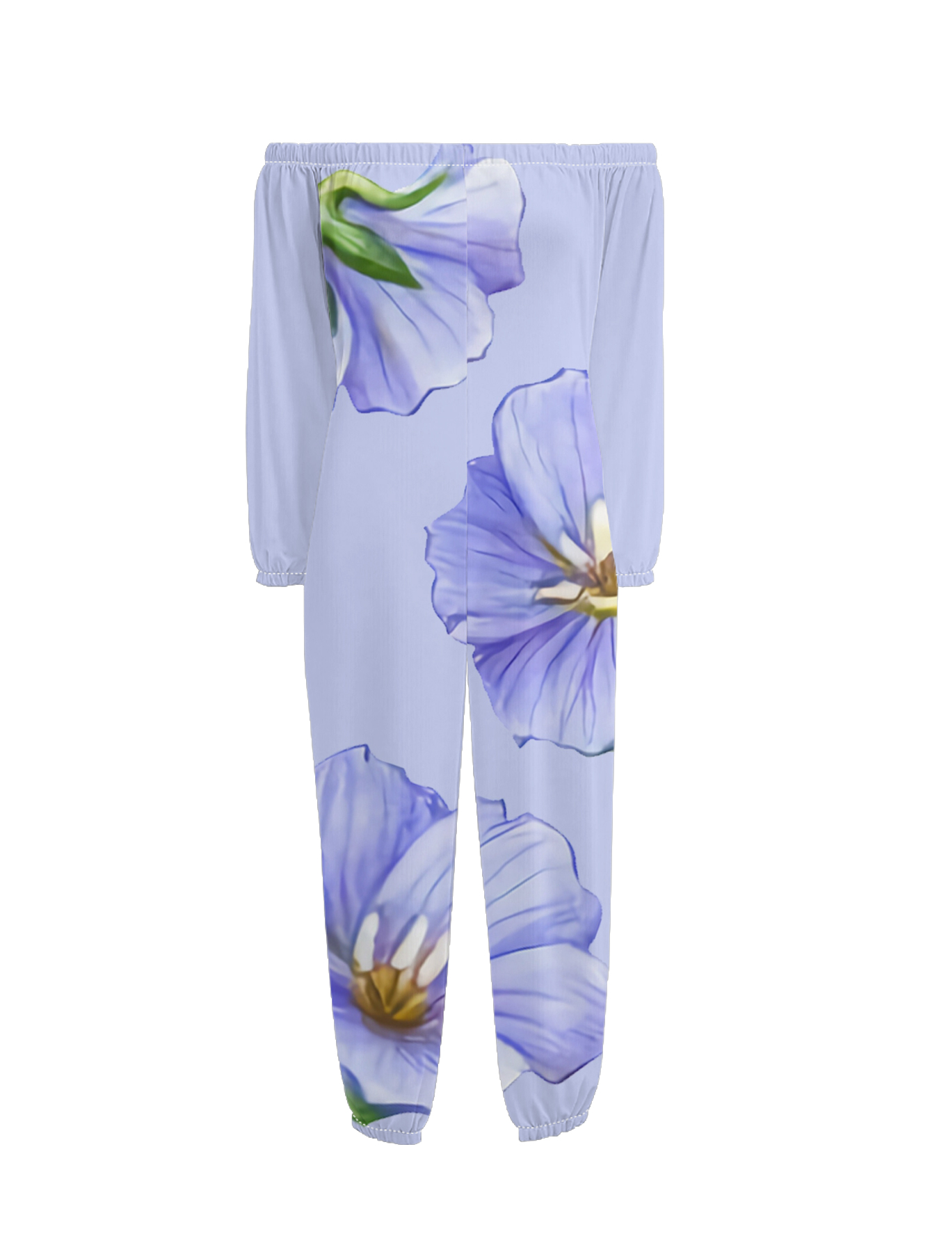 Soft Blue Floral Off-Shoulder Jumpsuit