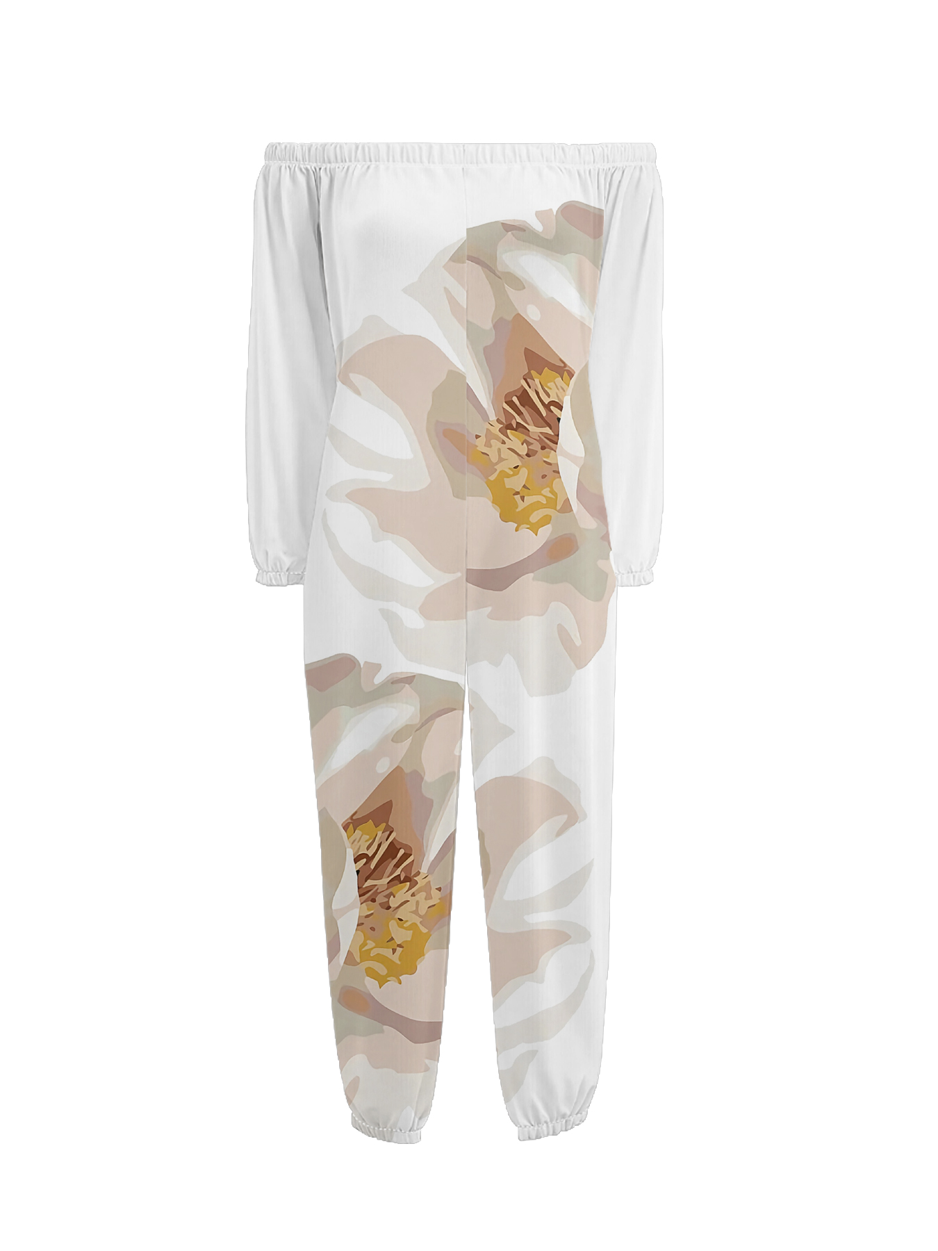 Neutral Floral Off-Shoulder Jumpsuit
