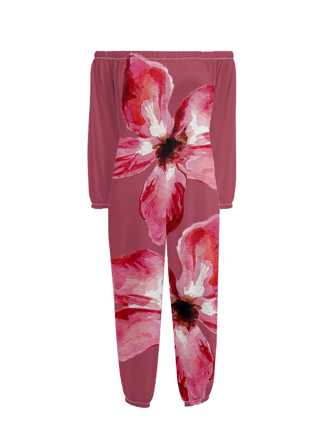 Bold Red Floral Off-Shoulder Jumpsuit