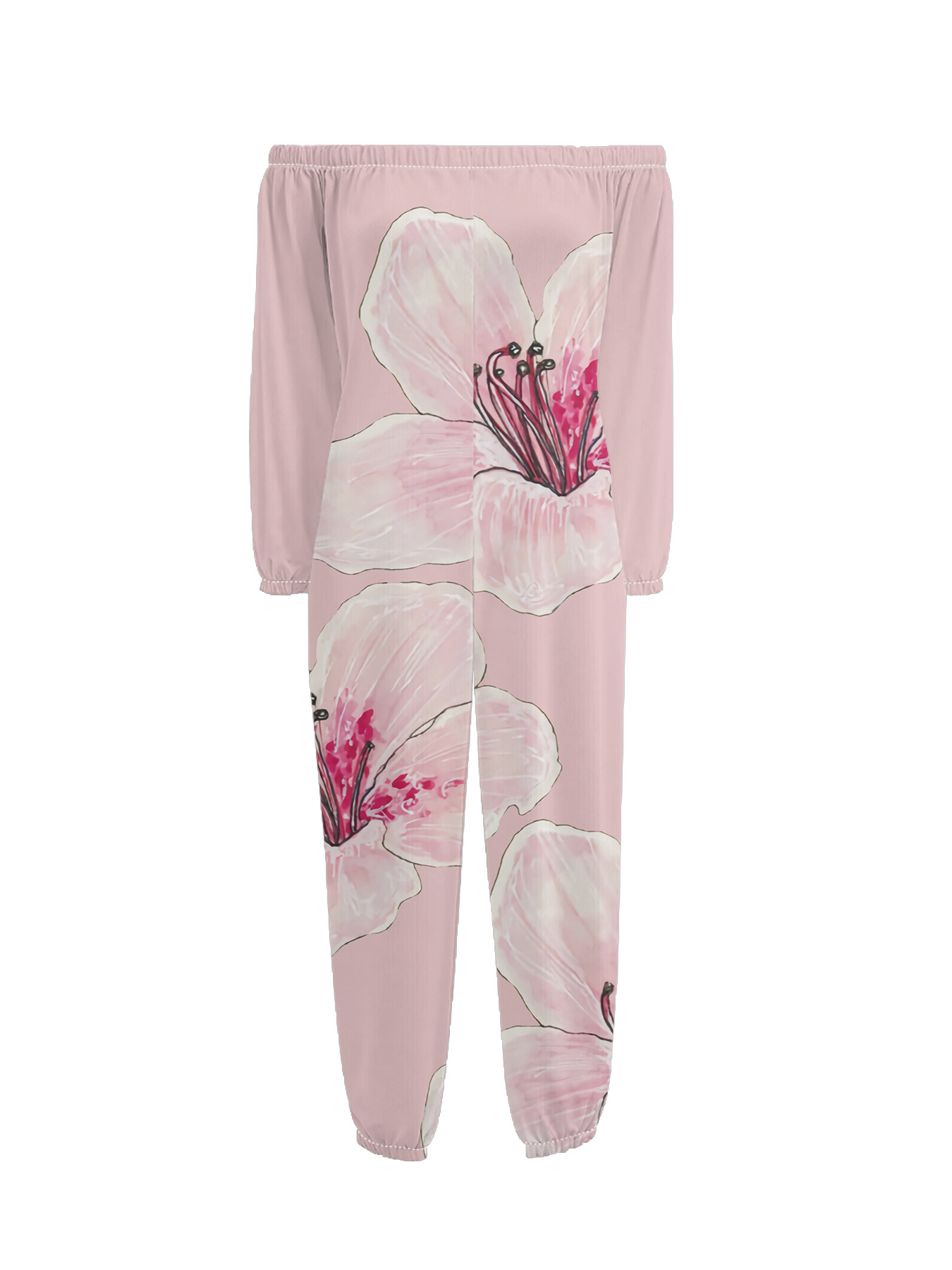 Blush Pink Floral Off-Shoulder Jumpsuit