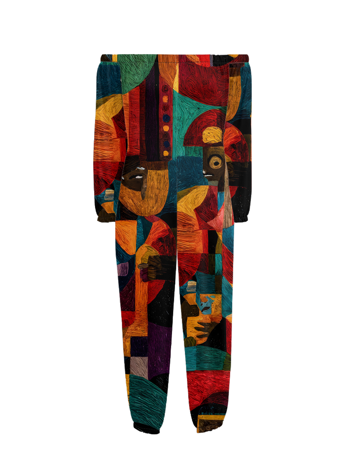 African Cubist Portrait Off-Shoulder Jumpsuit