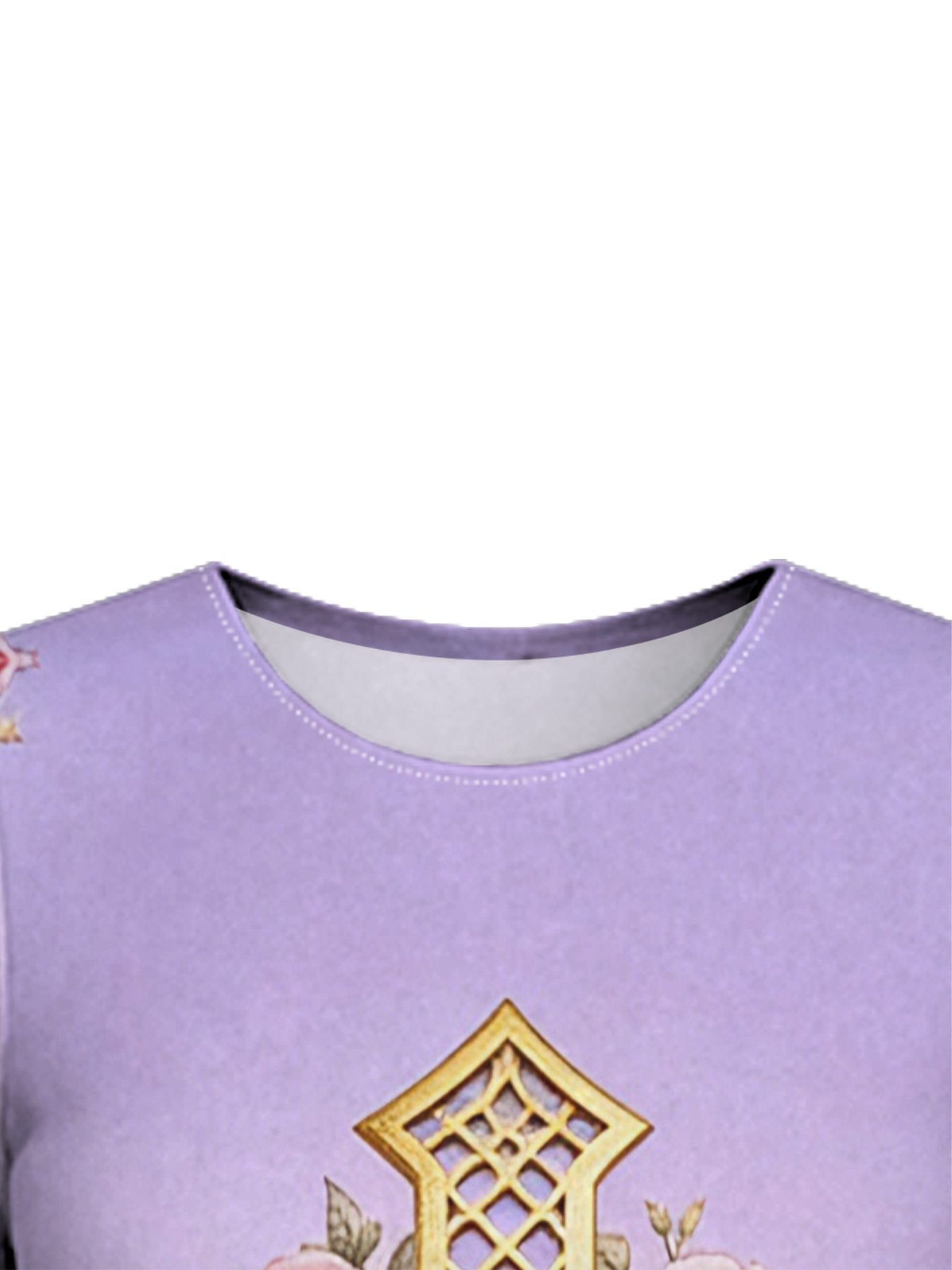 Ombre Purple-Blue Gold Cross Easter Flare Sleeve Bodycon Midi Dress