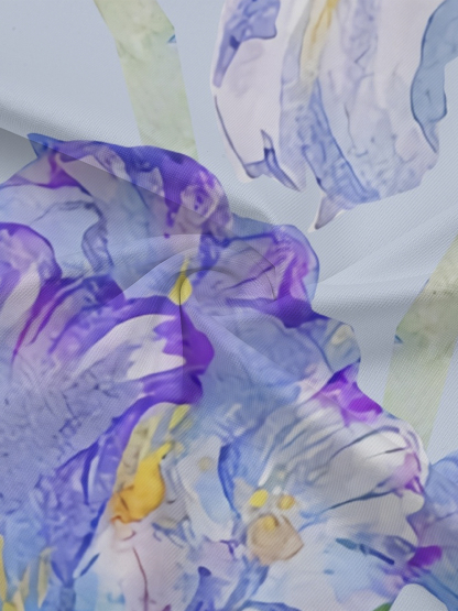 Watercolor Iris Off-Shoulder Jumpsuit