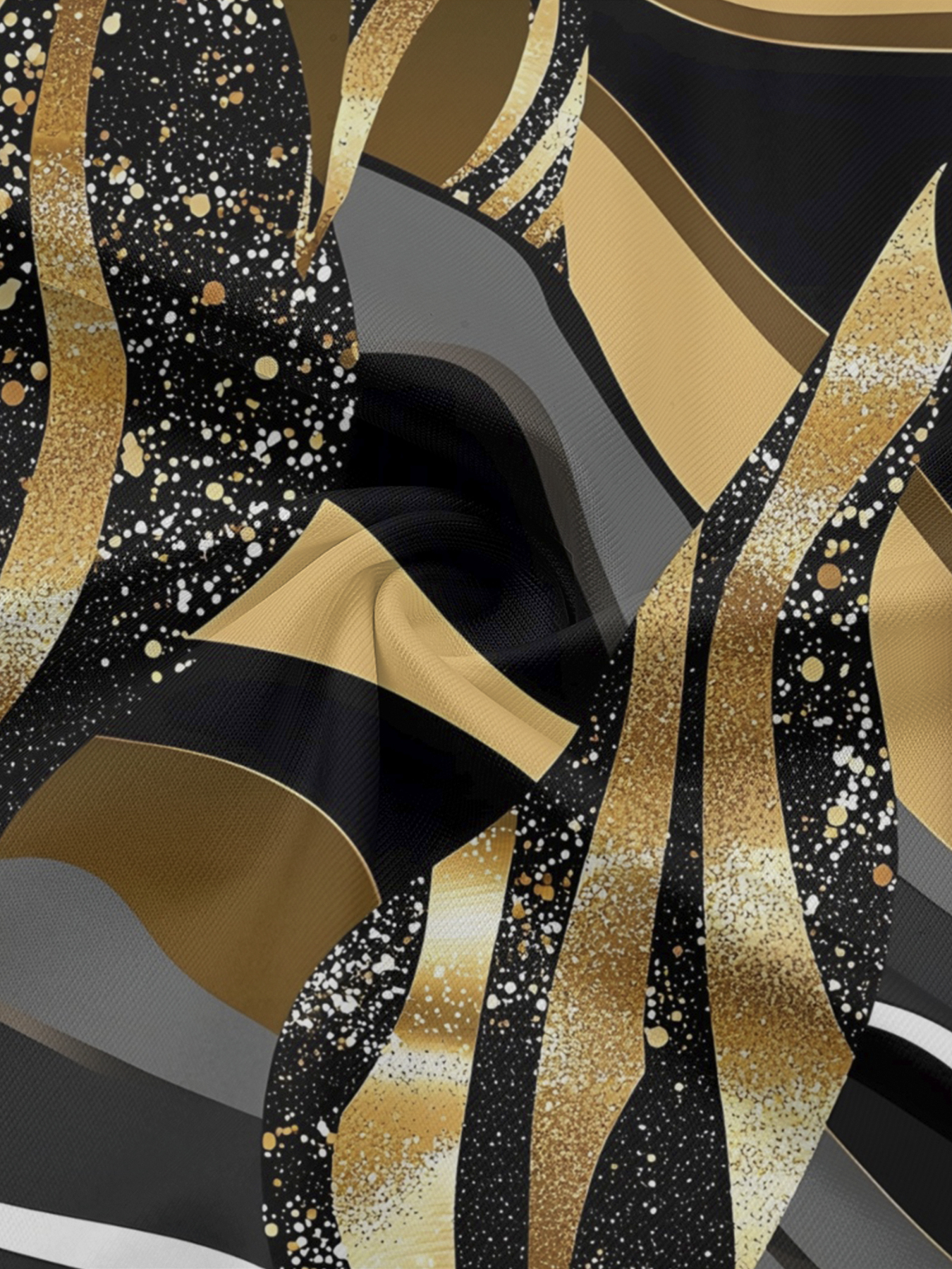 Glitter Gold Swirl Off-Shoulder Jumpsuit