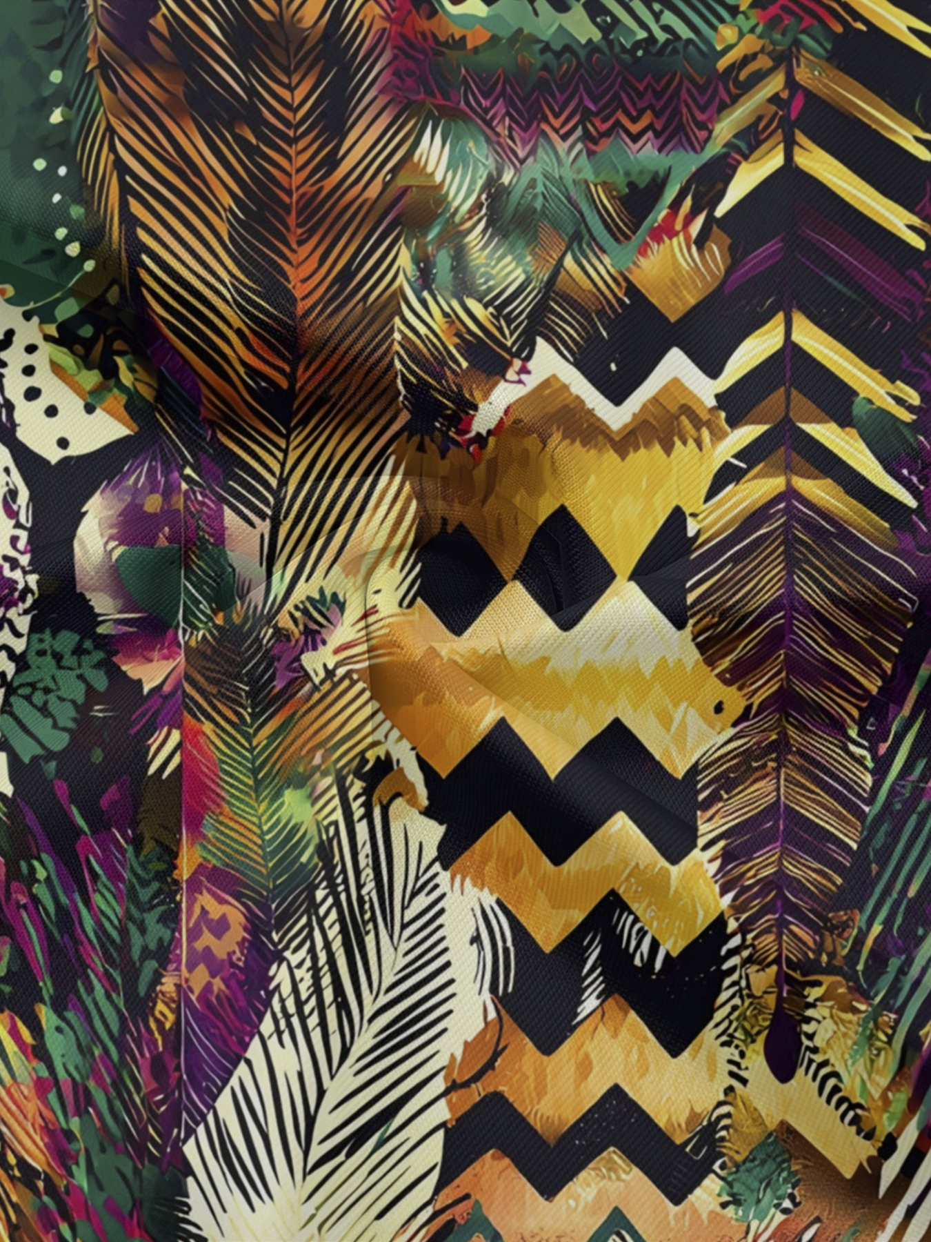 Tropical Feather Tribal Print Off-Shoulder Jumpsuit