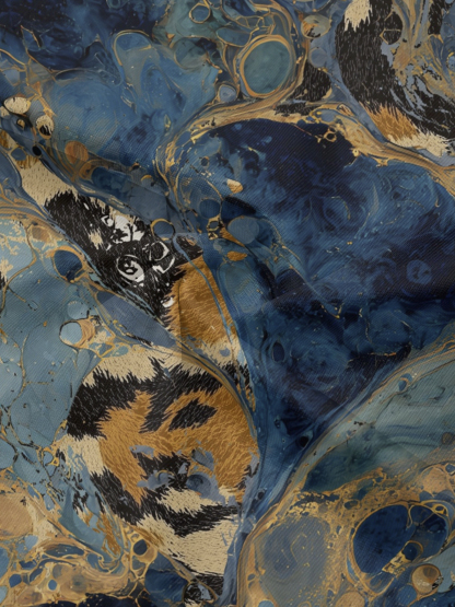 Blue & Gold Marble Off-Shoulder Jumpsuit