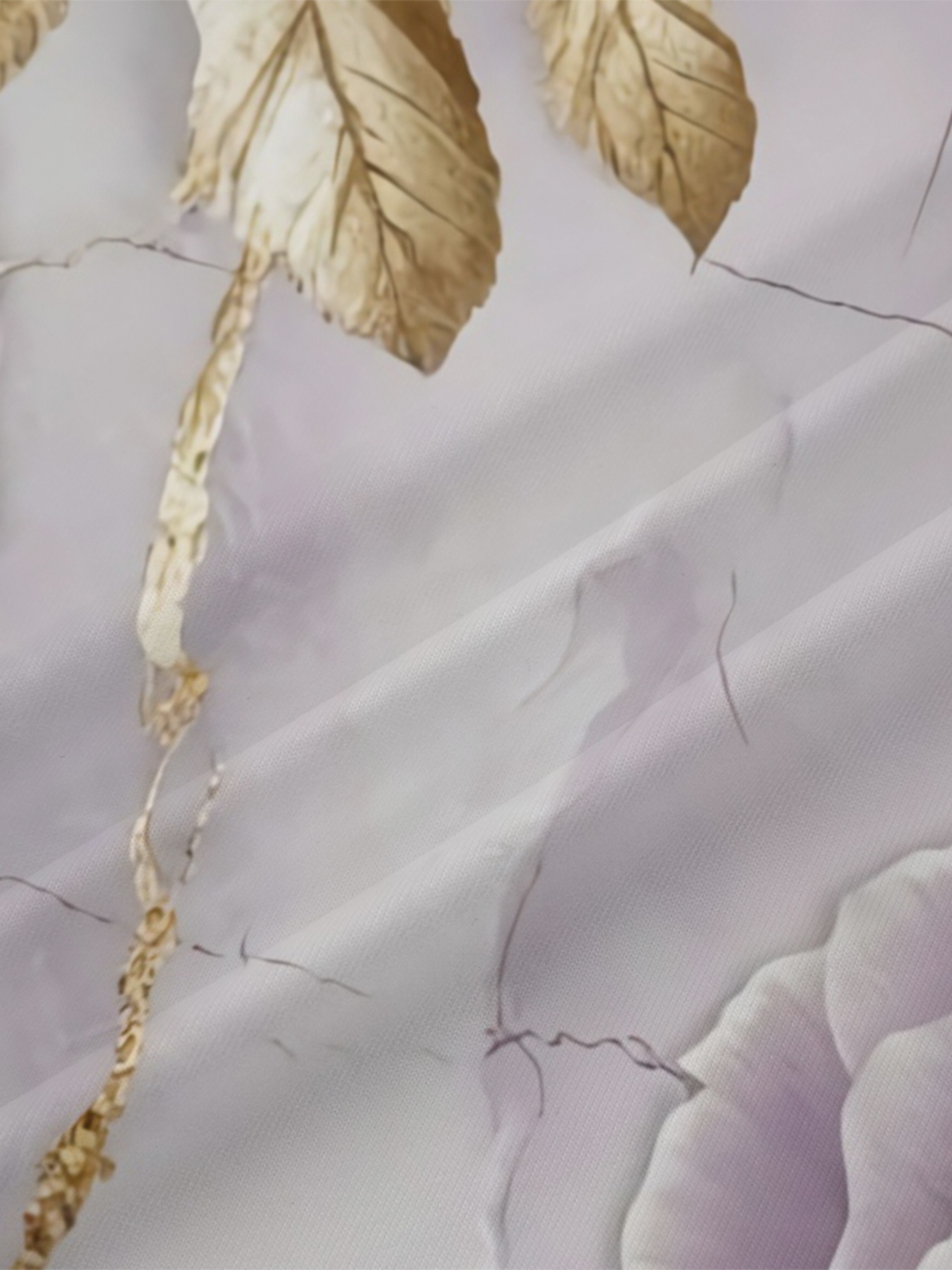 Lavender Gold Floral Marble V-Neck Bodycon Midi Dress DFG720