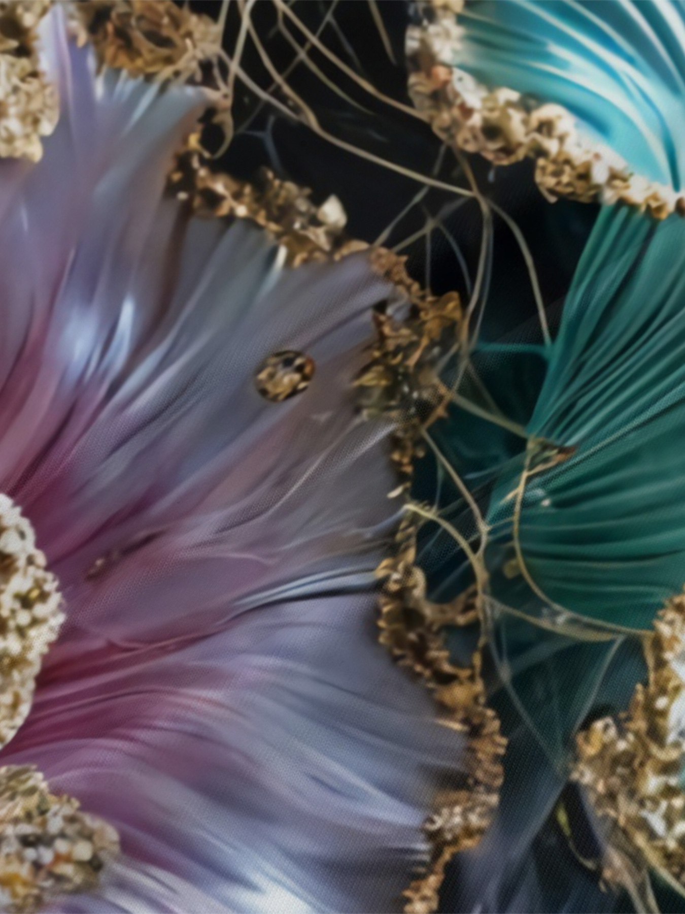 Teal Purple Gold Floral V-Neck Bodycon Midi Dress EFG930