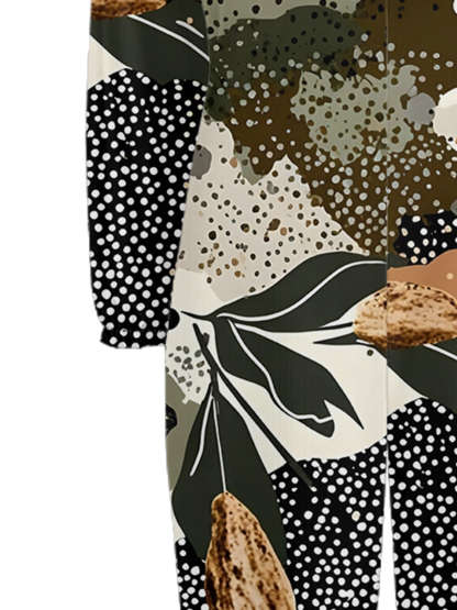 Earthy Botanical Off-Shoulder Jumpsuit