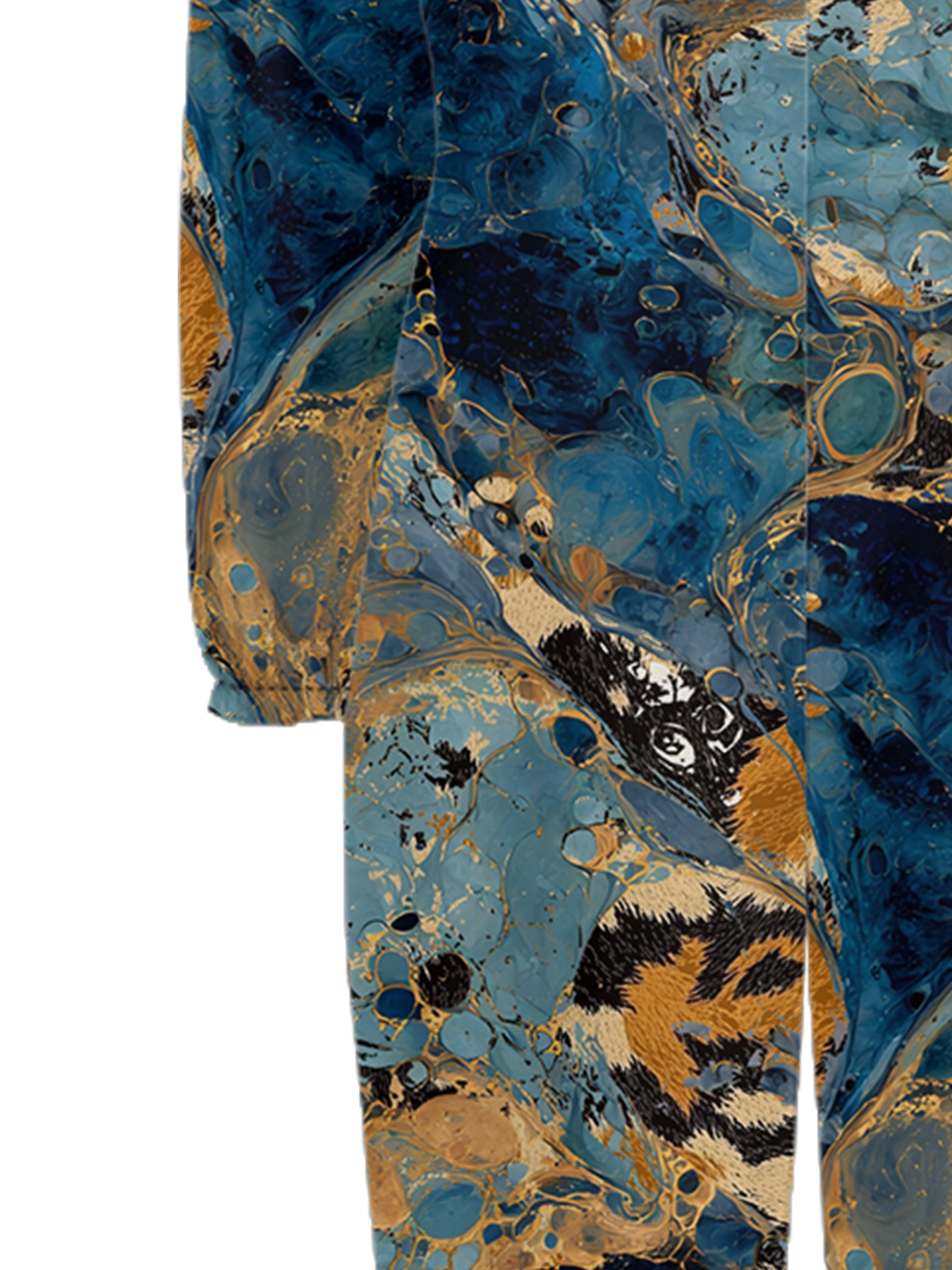 Blue & Gold Marble Off-Shoulder Jumpsuit