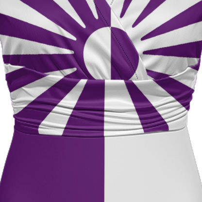 Purple White Sunburst Cap Sleeve V-Neck Midi Dress BDG852