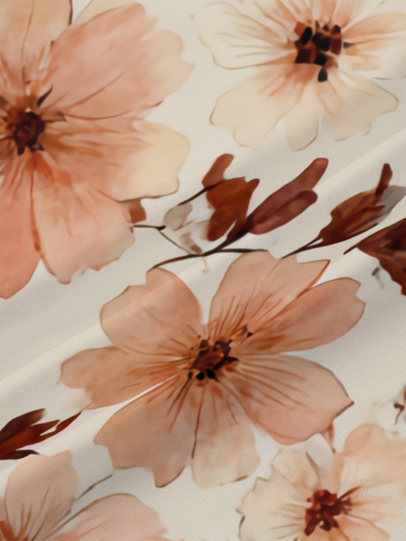 Watercolor Terracotta Floral V-Neck Bodycon Midi Dress VHP1496