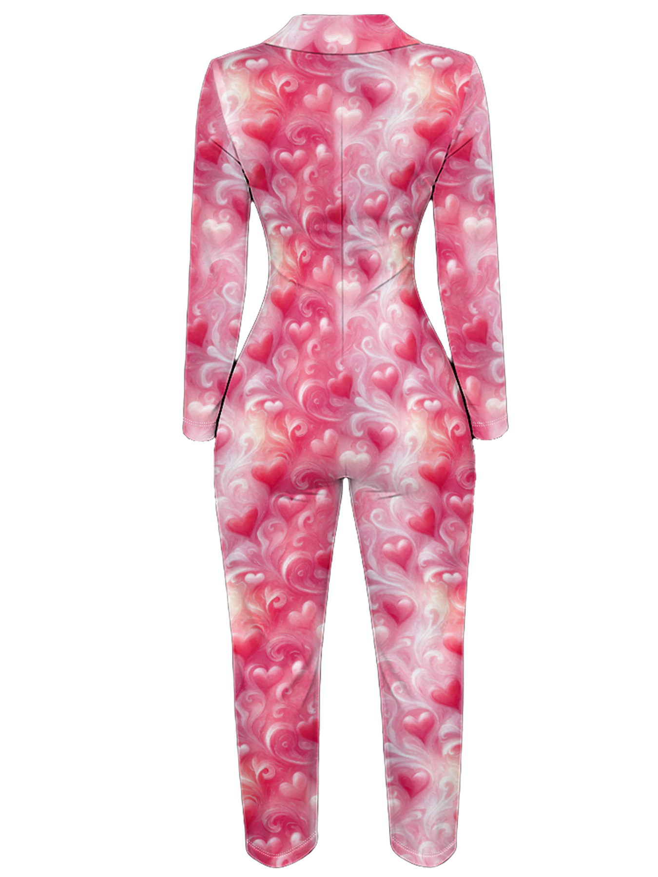 Pink Heart Swirl Long Sleeve Zip-Up Jumpsuit BCG821