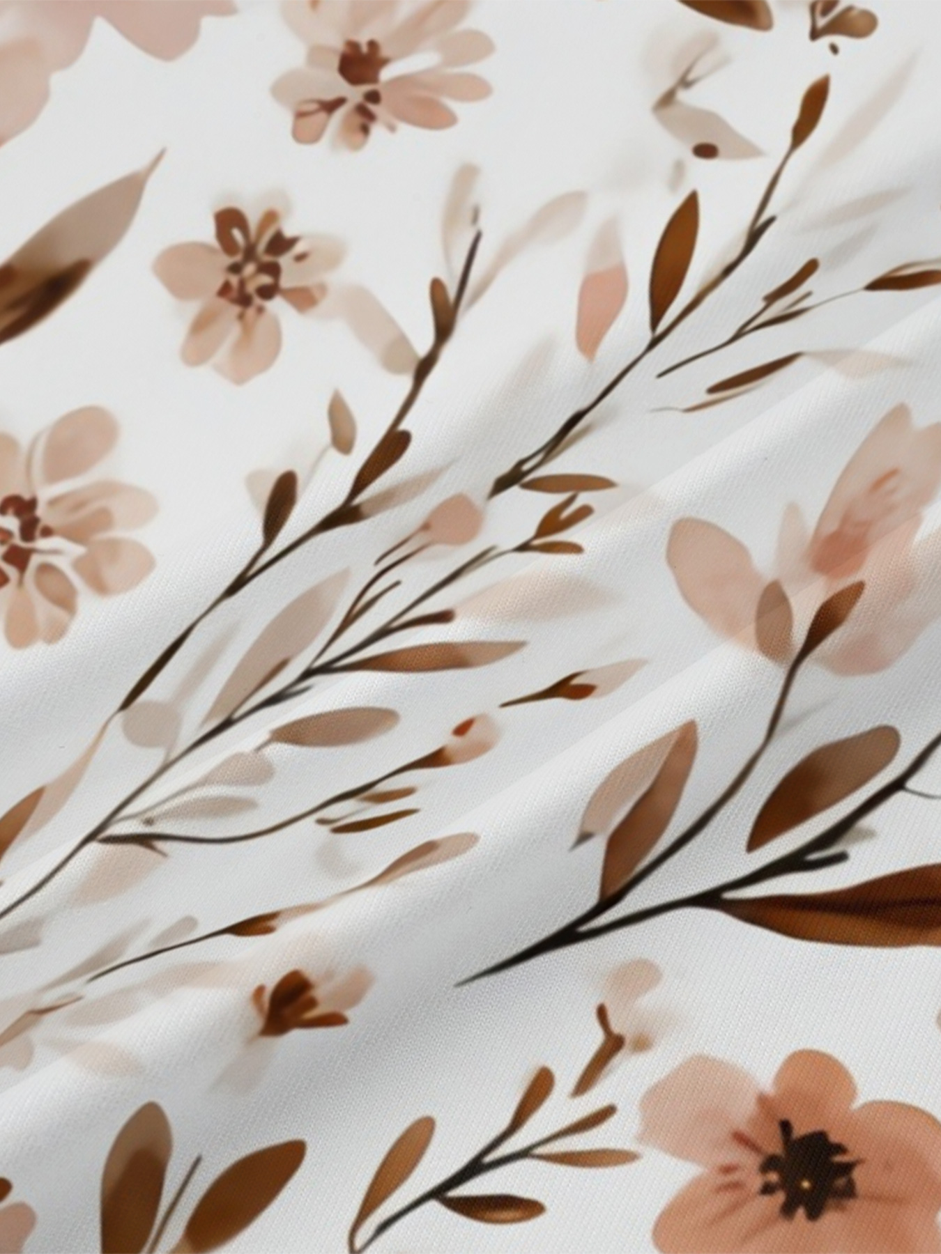 Watercolor Neutral Floral V-Neck Bodycon Midi Dress AEG4289