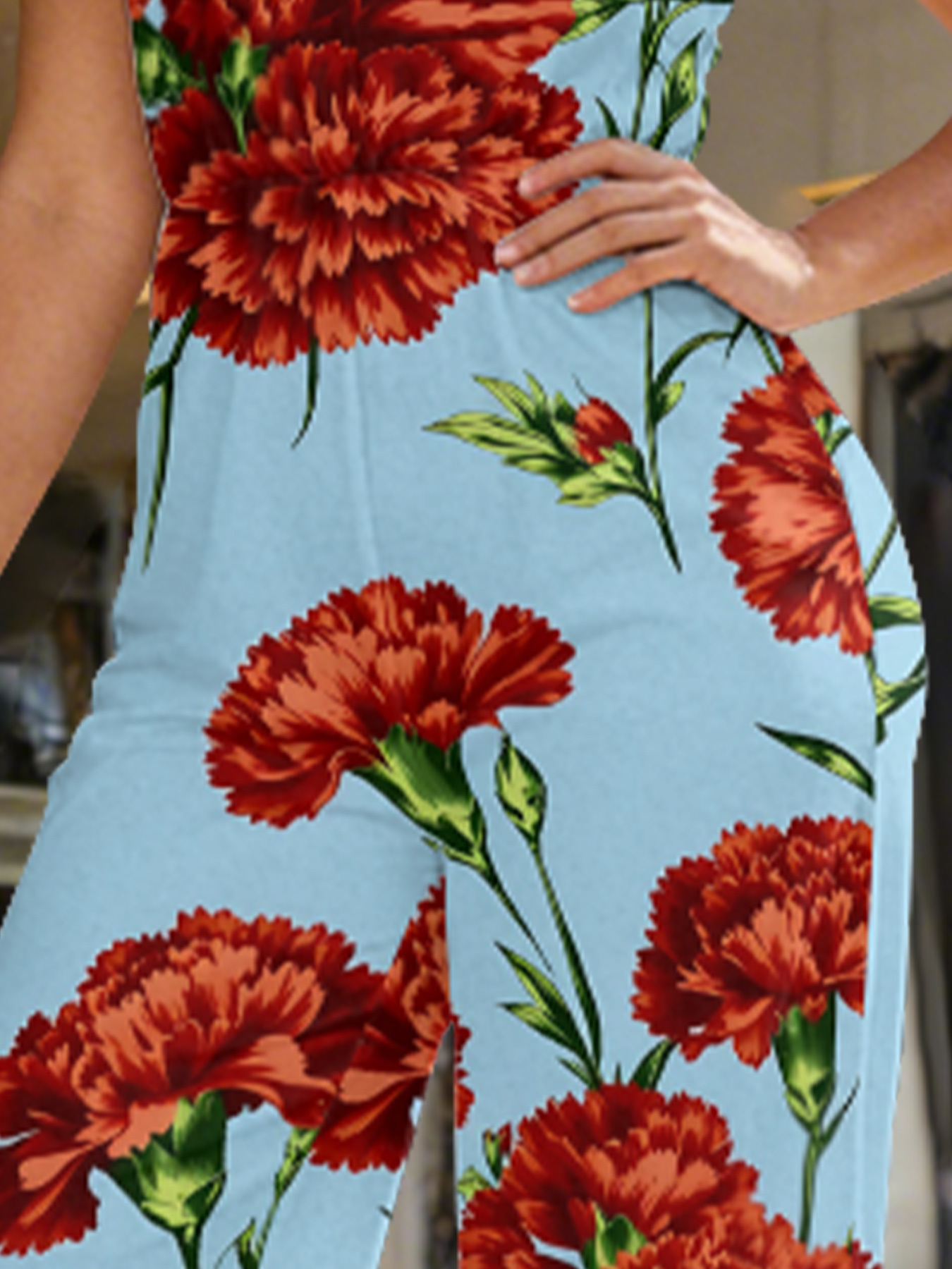 Red Carnation Sleeveless Halter Jumpsuit