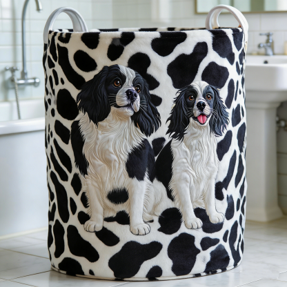 Spaniel Duo Quilted Laundry Basket POIUYT83