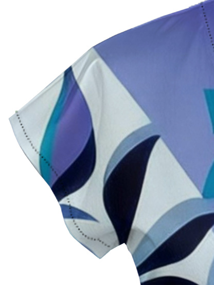 Abstract African Art Cap Sleeve V-Neck Midi Dress IYT99018