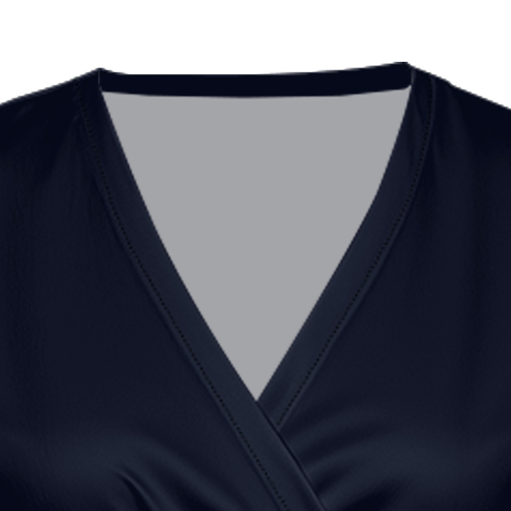 Navy Orange Tribal Cap Sleeve V-Neck Midi Dress