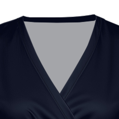 Navy Orange Tribal Cap Sleeve V-Neck Midi Dress