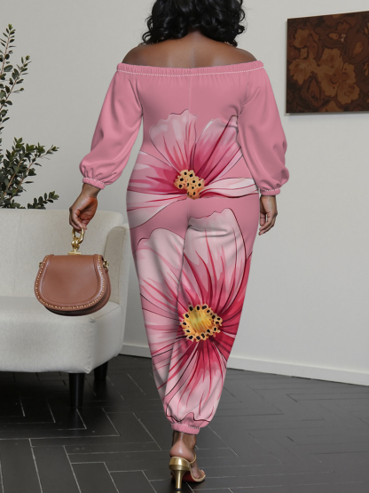 Pink Cosmo Floral Off-Shoulder Jumpsuit