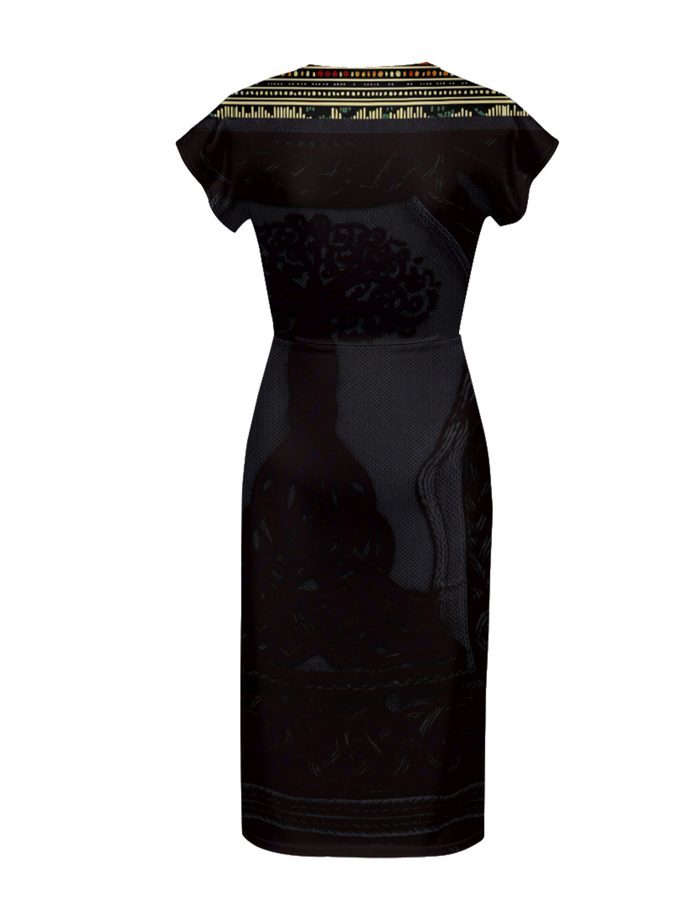 African Savannah Cap Sleeve V-Neck Midi Dress Y365