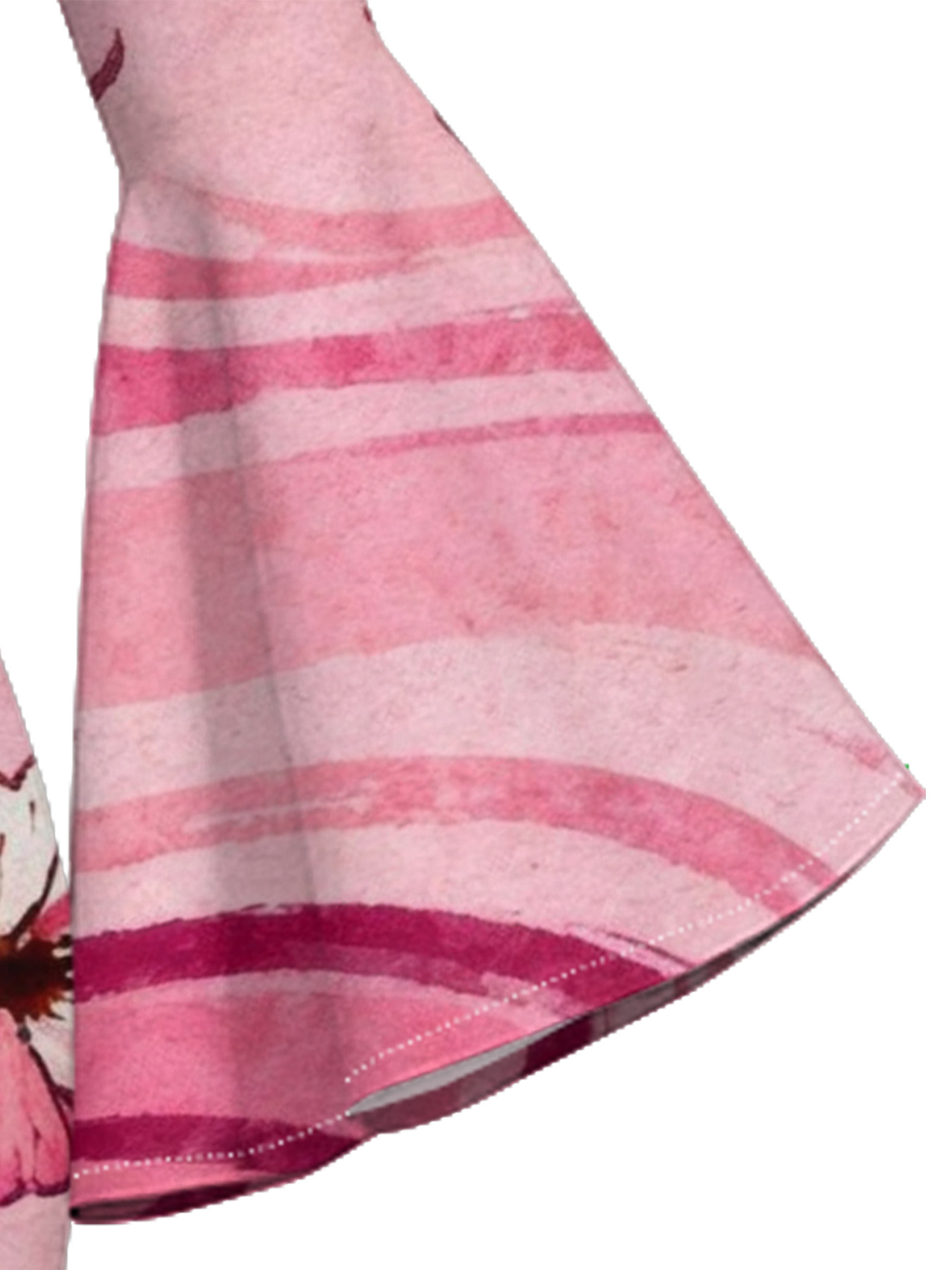 Pink Floral Swirl Bell Flare Sleeve Bodycon Midi Dress