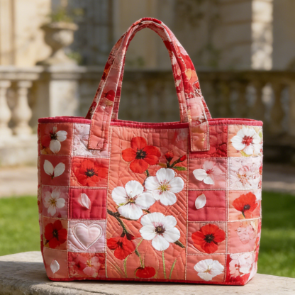 Coral Floral Quilted Tote Bag FUIJ2173