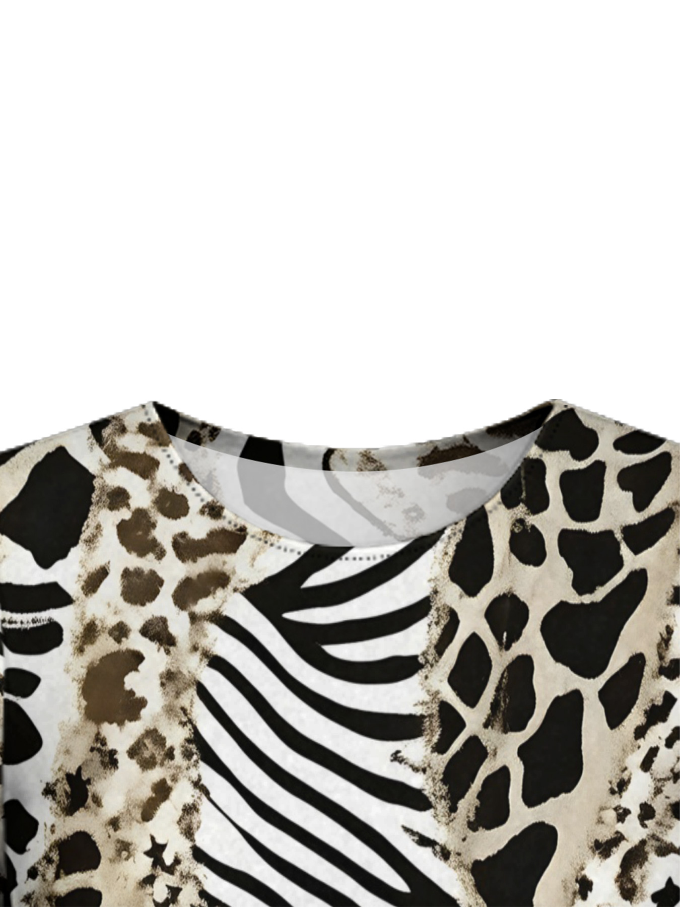 Neutral Mixed Animal Print Bell Flare Sleeve Bodycon Midi Dress