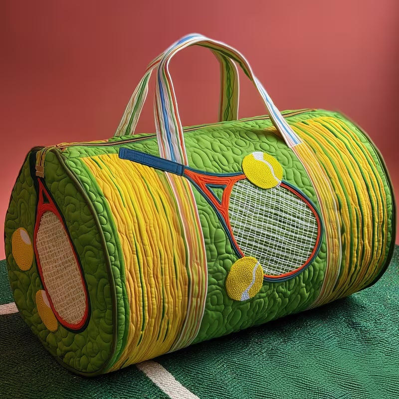 Vintage Green Tennis Themed Duffle Bag