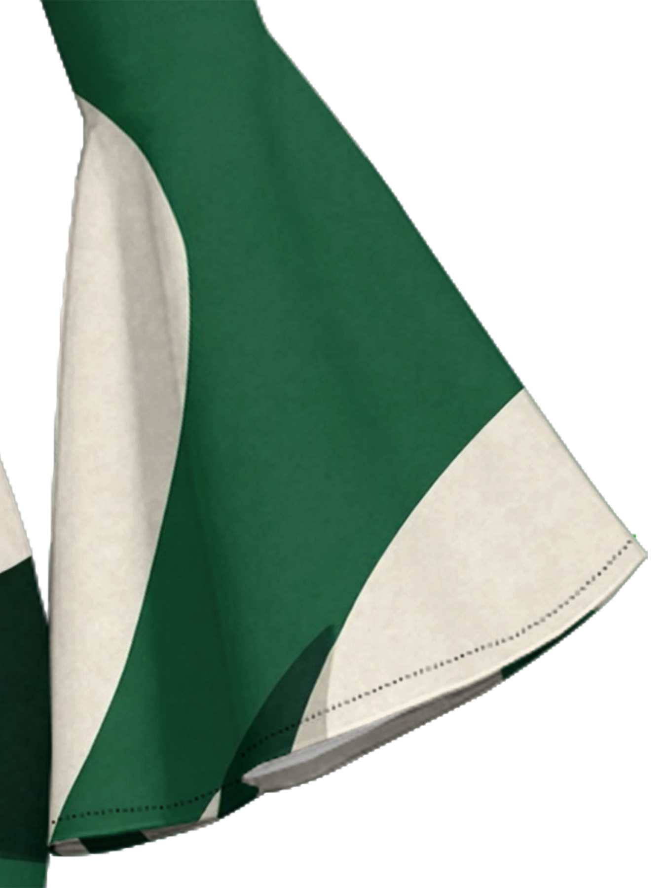 Green & White Abstract Flare Sleeve Bodycon Midi Dress