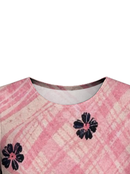 Pink Navy Floral Flare Sleeve Bodycon Midi Dress RQP531