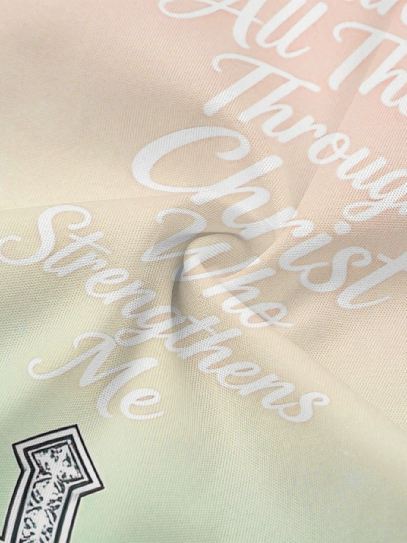 Ombre Pink-Green Lavender Cross Easter Flare Sleeve Bodycon Midi Dress