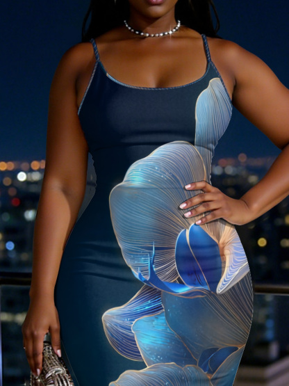 Luxe Blue Orchid Spaghetti Strap Mermaid Dress BEGK72581