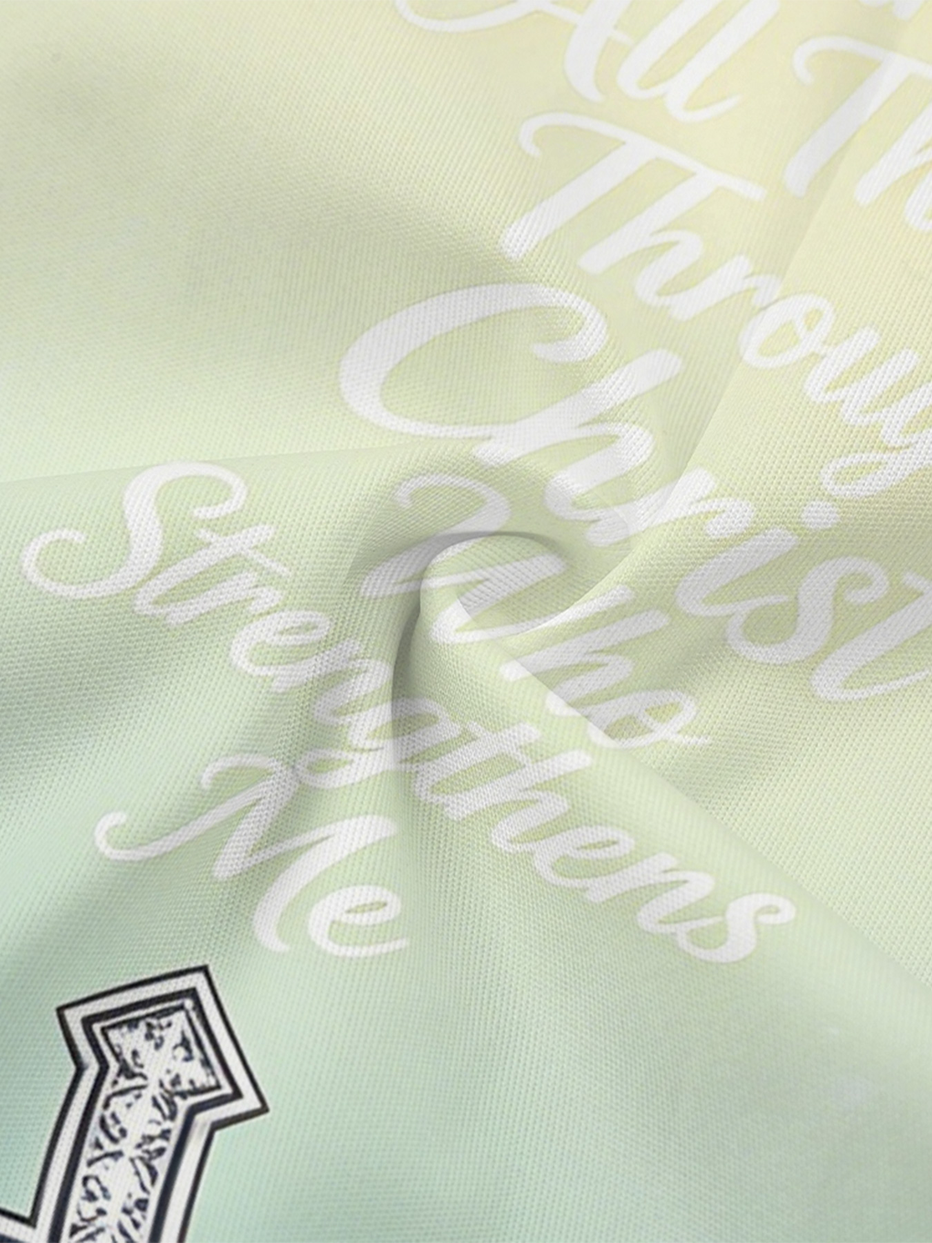 Mint Ombre Lavender Cross Easter Flare Sleeve Bodycon Midi Dress