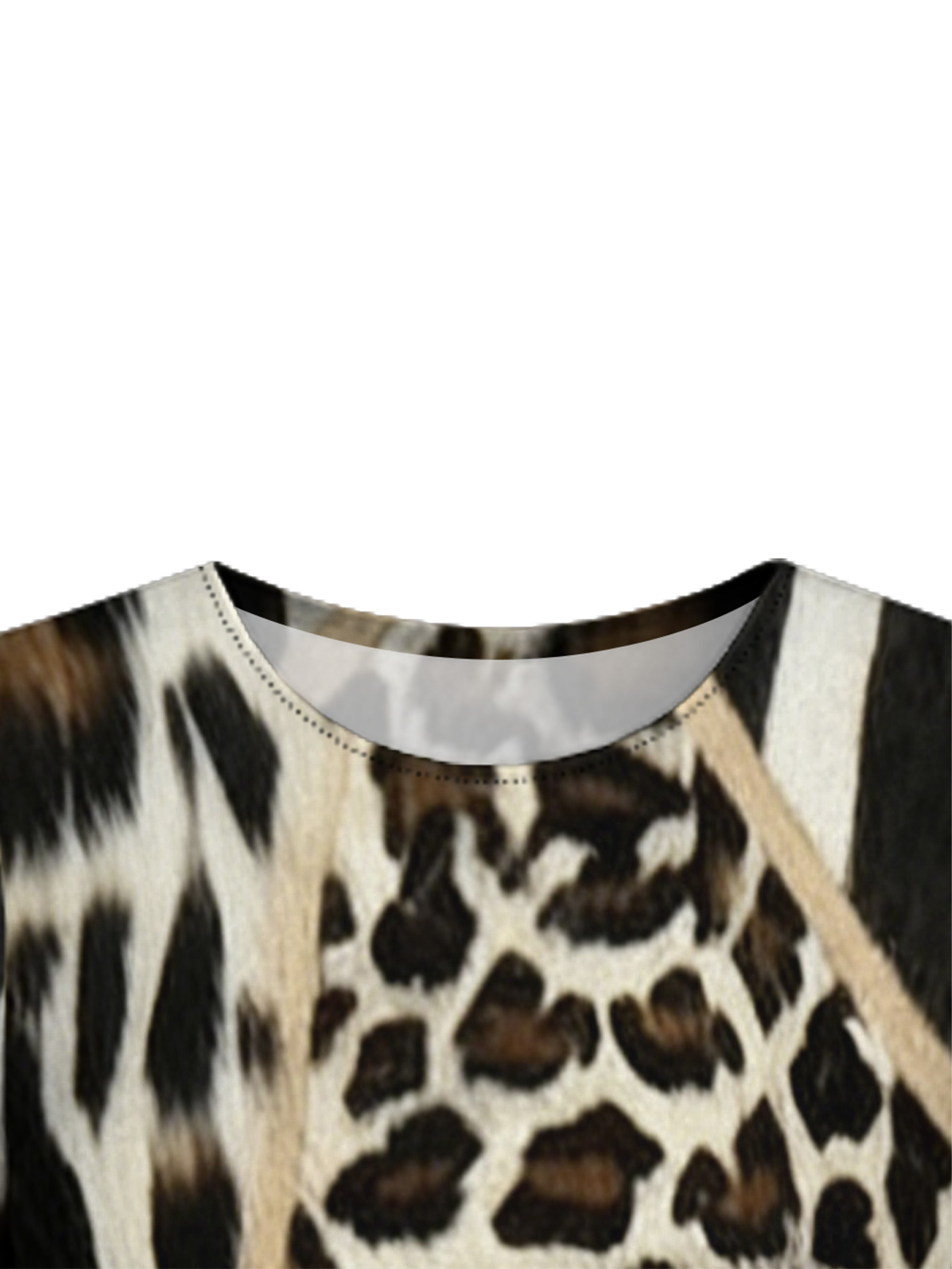 Zebra & Leopard Patchwork Flare Sleeve Bodycon Midi Dress