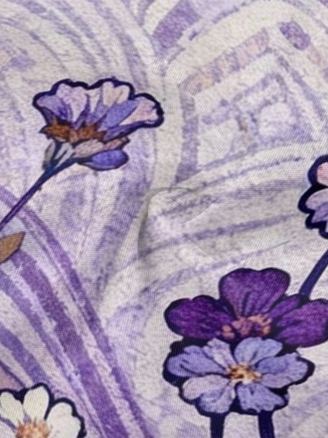 Purple Geometric Floral Flare Sleeve Bodycon Midi Dress HGF630