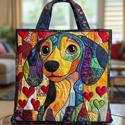 Colorful Dog Quilted Tote  Animal print
