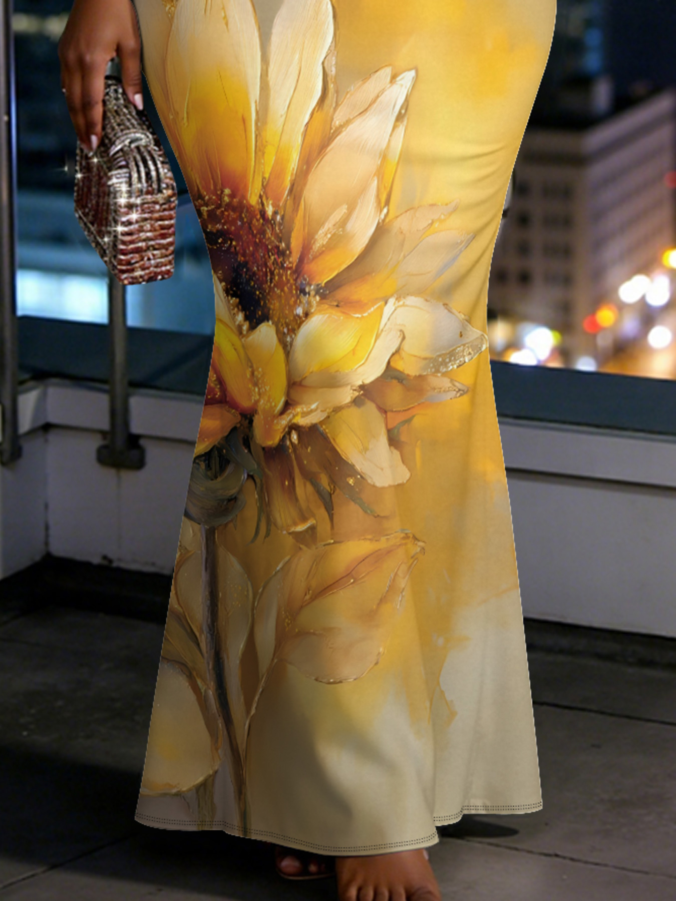 Sunflower Spaghetti Strap Mermaid Dress BDFJ61473