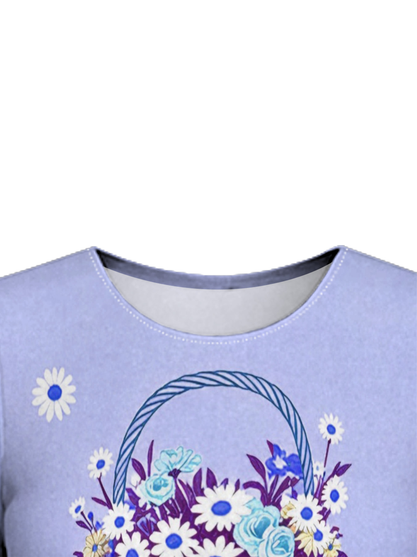 Periwinkle Blue Floral Basket Cross Easter Flare Sleeve Bodycon Midi Dress