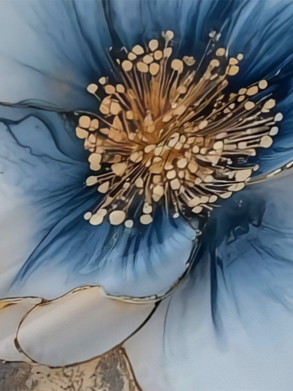 Blue Gold Floral V-Neck Bodycon Midi Dress ABG874