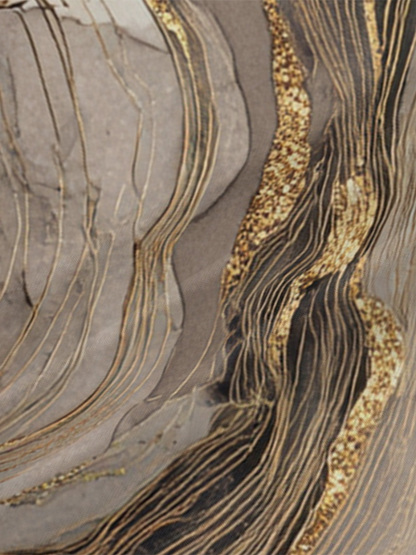 Neutral Gold Wave V-Neck Bodycon Midi Dress