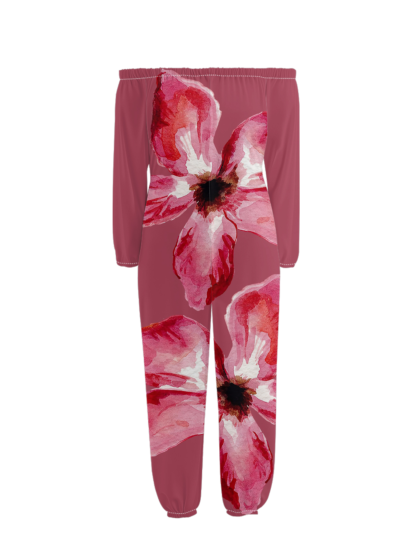 Bold Red Floral Off-Shoulder Jumpsuit