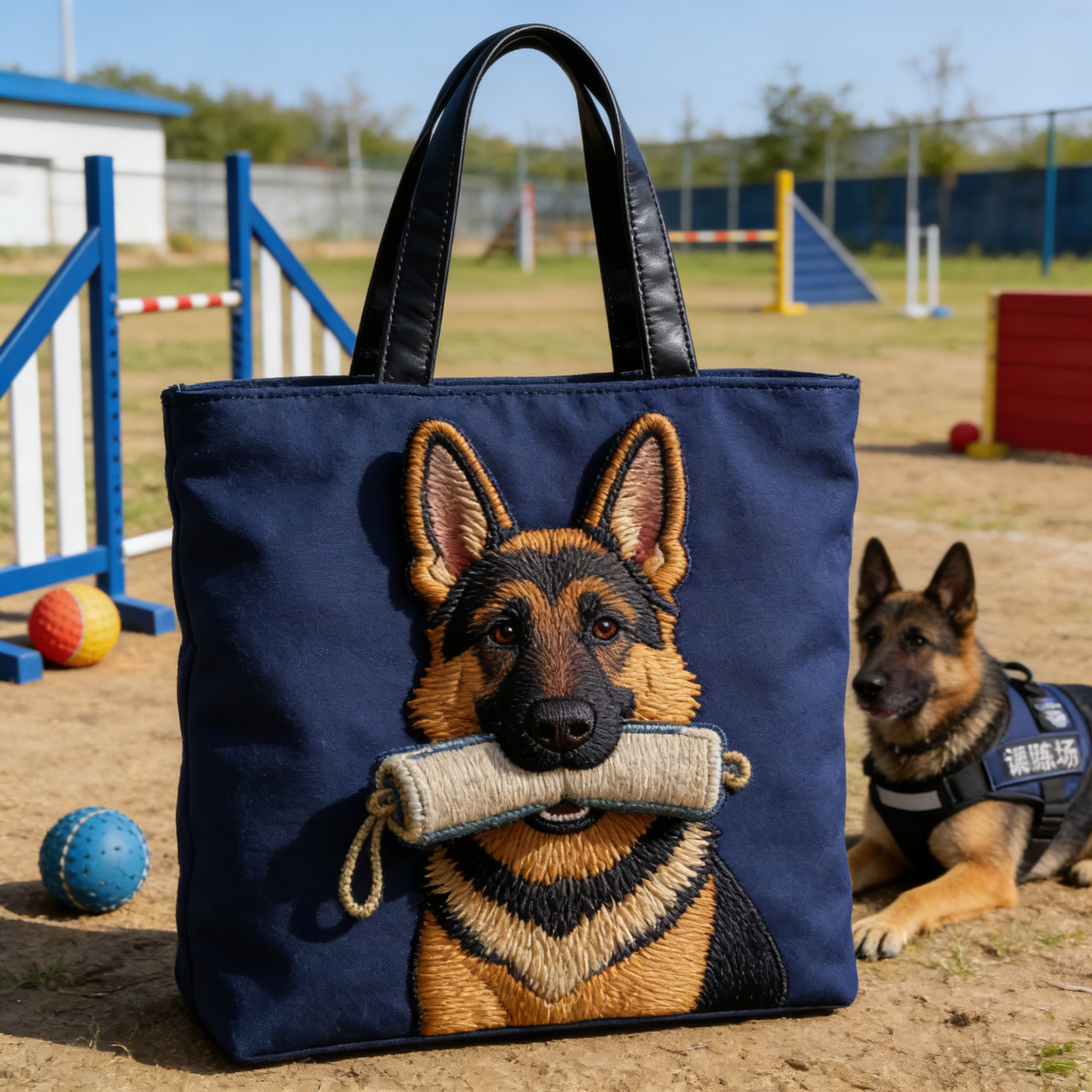 Working Dog Embroidery Tote Bag