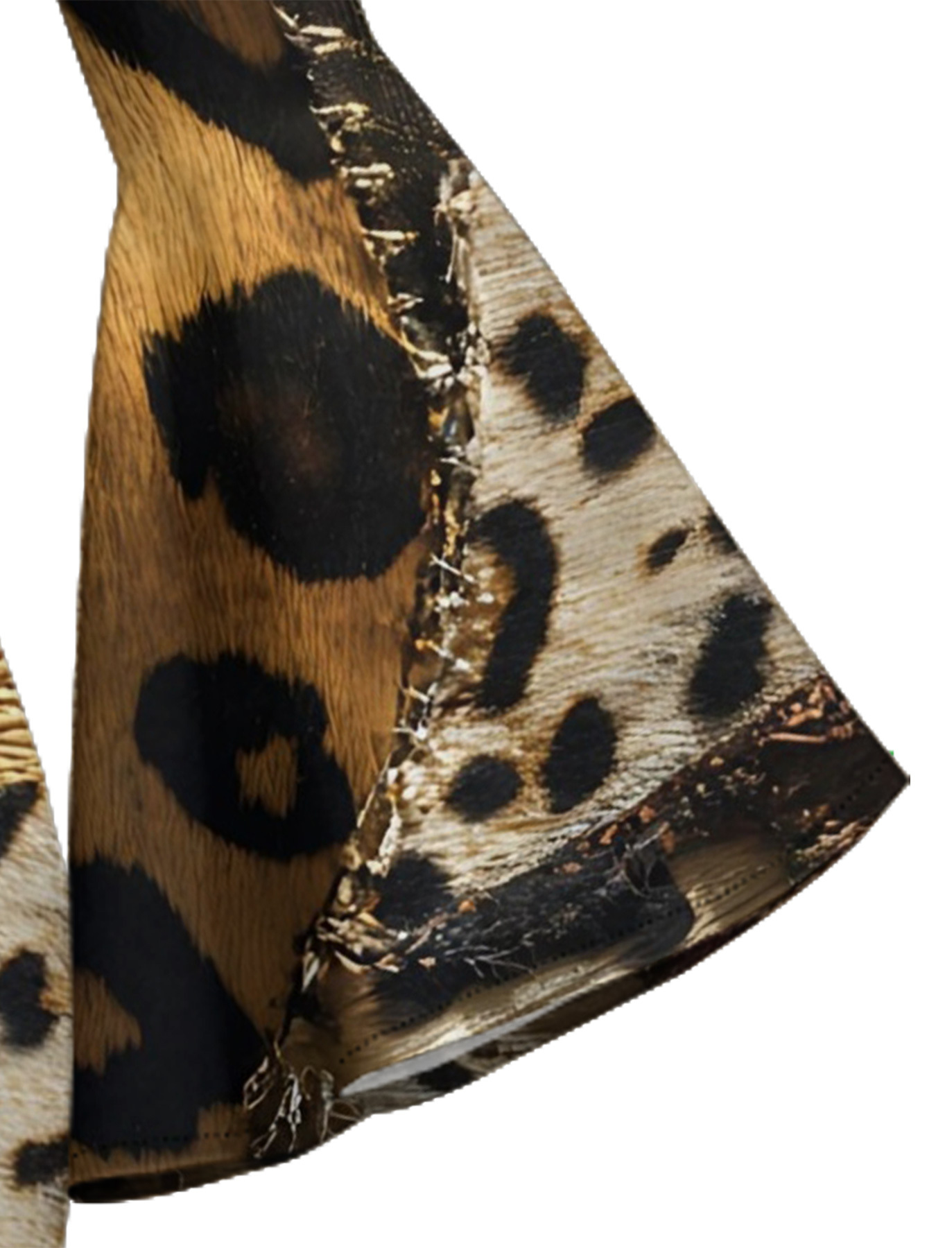 Patchwork Leopard Print Bell Flare Sleeve Bodycon Midi Dress