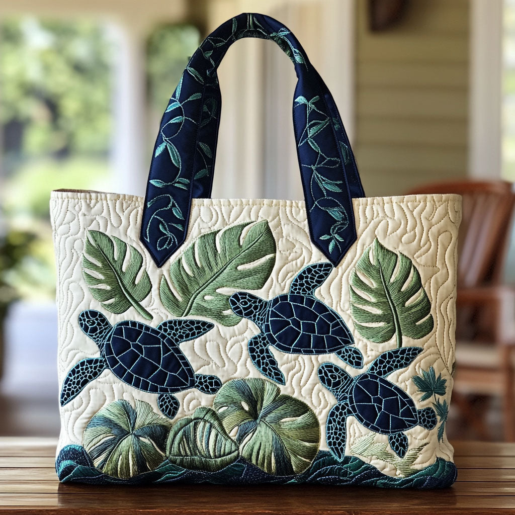 Sea Turtle Grace Quilted Tote Bag