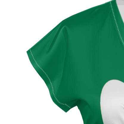 Green White Floral Cap Sleeve V-Neck Midi Dress ADG753