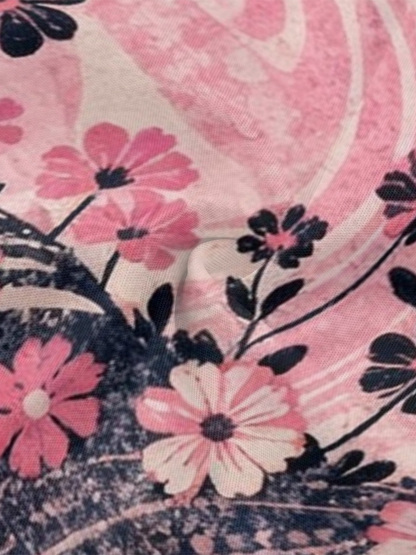 Pink Navy Floral Flare Sleeve Bodycon Midi Dress RQP531