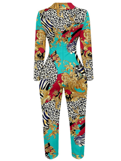 Baroque Safari Queen Long Sleeve Zip-Up Jumpsuit RST403